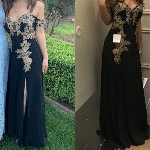 Gorgeous Black and Gold Prom Dress